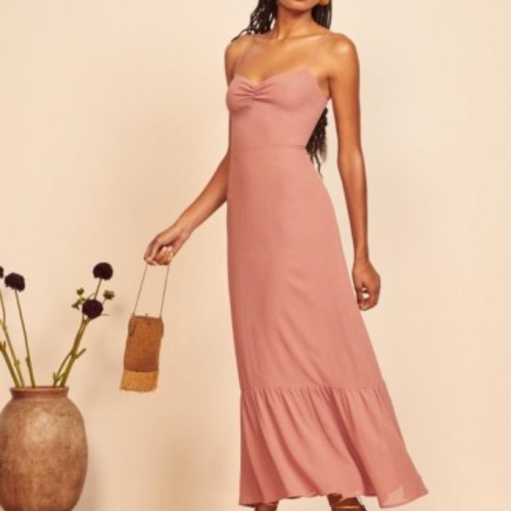 Reformation Emersyn Dress in Praline (sold out elsewhere) worn once, like-new